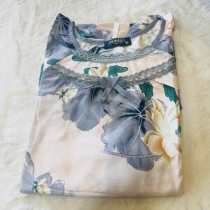 Gray-Blue Floral Printed Nighty