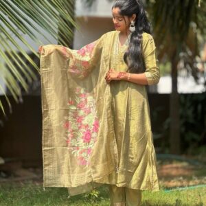 Chanderi Anarkali Kurtha Set