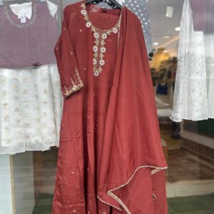 Premium Brick Red Anarkali Suit
