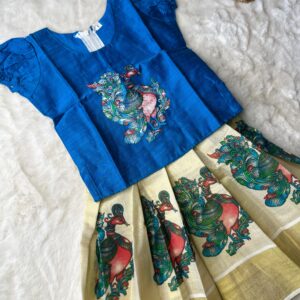 Peacock Printed Baby Pattupavada