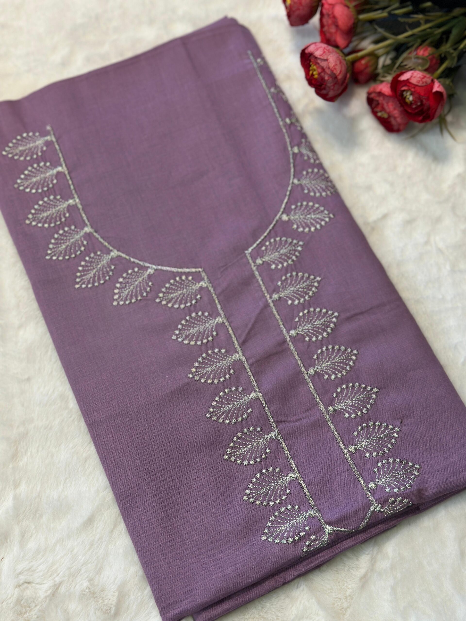 Embroidered neck nighty materials-comfortable & stylish fabric-Nahna fashion boutique Kanhangad & Abushagara
