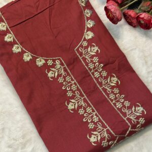 Golden embroidered neck nighty material @349 in Nahna Fashion Boutique Kanhangad & Abushagara