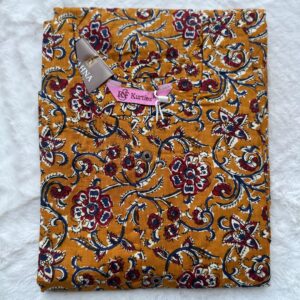 Floral Printed cotton A Line Kurta With Button and Front Slit