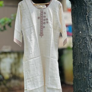 Cotton Floral Embrodery Straight Cut Kurti